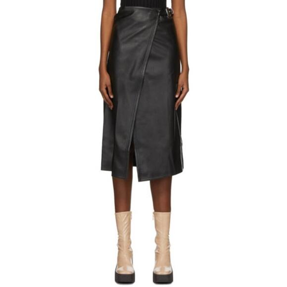 SALE!!!Simon Miller Black Faux-Leather Vega Mid-Length Skirt XS NWT - Picture 1 of 4